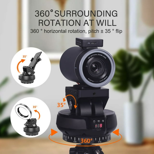 Andoer Ball head,Camera Video Live 2- 9 Levels Adjustable Pan Tilt Head Motorized Pan Tilt Remote 9 Levels Panoramic Head Adjustable Speed Head Wireless Remote Ai Smart Dsfen Speed With Clip