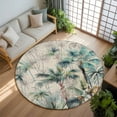 thumbnail image 3 of 8ft Round Rug, Summer Palm Trees Non-Skid Rubber Backing Large Area Rugs - Living Room Bedroom Home Office, Vintage Botanical Tropical Leaves Indoor Floor Mat Carpets Washable Rug, 3 of 9