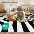 thumbnail image 4 of ODIKA 5'x7' Washable Area Rug Non-Slip, Low Pile, Stain Resistant Black White Geometric Precision Design Abstract Art Inspiration with Bold Contrasts for Guest Room, Lounge, Apartment, 4 of 7
