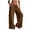 Brown, variant on Womens Linen Cargo Pants Drawstring Elastic Waist Wide Leg with Multiple Side Flap Pockets Loose Fit Lightweight Breathable Casual Utility Trousers Soft Comfy Long Pants