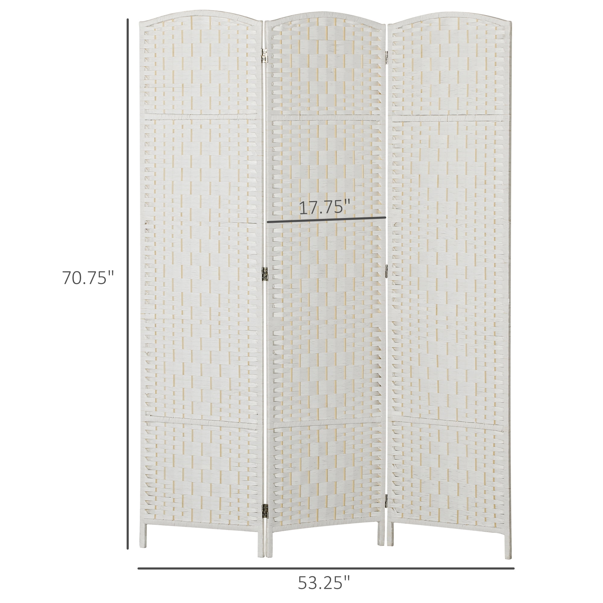 Room Divider, 3 Panel Folding Privacy Screen, 6FT Tall Portable Weave Partition Wall Divider for Bedroom, White