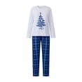 thumbnail image 3 of AIGUR Family Matching Christmas Pajamas Set Letter Tree Print Holiday Pajamas Plaid Sleepwear Dad Mom Kids PJs, 3 of 10