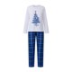 thumbnail image 1 of Conjunto de pijamas navideños familiares a juego con estampado de árbol de letras. Pijamas de vacaciones a cuadros para papá, mamá y niños., 1 of 8
