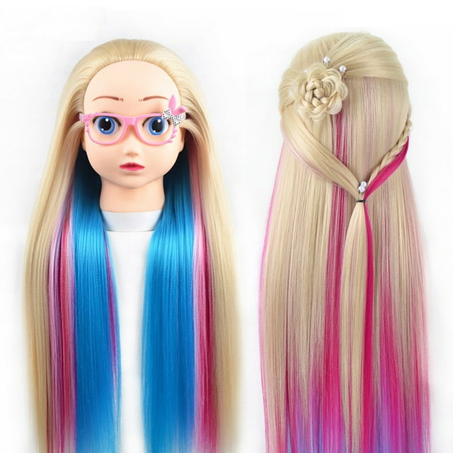 Daisyyozoid Tête de Mannequin Cosmétologie en Gros avec Cheveux Synthétiques et Support Réglable pour Coiffure