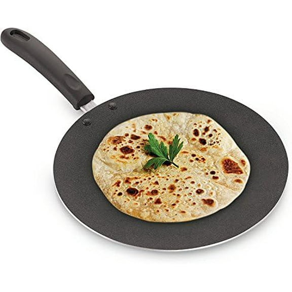 Roti Pan Non-Stick Chapati Tawa Roti Tawa Paratha Tava Aluminum Griddle 2.6 MM with Free Wooden Spatula and Scrubber Thickness (275MM)$$Home Decor, Kitchen, & Other