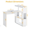 thumbnail image 5 of Advwin Manicure Table Nail Desk with Dust Collector, L-Shaped Nail Tech Desk with Storage Shelf, Rotating Reversible Beauty Nail Salon Station for Salon & Home Use, White, 5 of 11