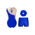 thumbnail image 2 of Xnihocha Girls Sleeveless Gymnastics Leotards Training Bodysuits Sparkle Rhinestones Jumpsuits with Waist Short Blue 10, 2 of 4