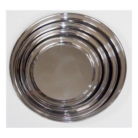 4 Pc Round Stainless Steel Seriving Tray Set