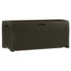 Suncast Indoor and Outdoor 73 Gallon Resin Deck Box with Seat, Mocha Brown, 46 in D x 22.5 in H x 21.6 in W