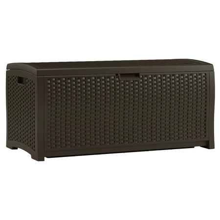 Suncast 73 Gallon Java Resin Wicker Deck Box (Best Waterproof Outdoor Storage)