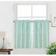 thumbnail image 1 of Kitchen Curtains 24 Inch Cafe Curtain Tiers Boho Linen Textured Short Curtains for Bathroom Farmhouse Small Window Curtain Rod Pocket 2 Panels (Light Green), 1 of 6