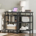 thumbnail image 3 of End Table with Charging Station, Set of 2, Side Table with USB Ports and Outlets, Small Nightstand with 3-Tier Storage Shelf, Bedside Table for Small Spaces, Living Room, Black, 3 of 9