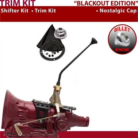 American Shifter FMX Shifter Kit Black 12 in. Trim Kit Push Button Cap Black Boot Billet Knob for F095E