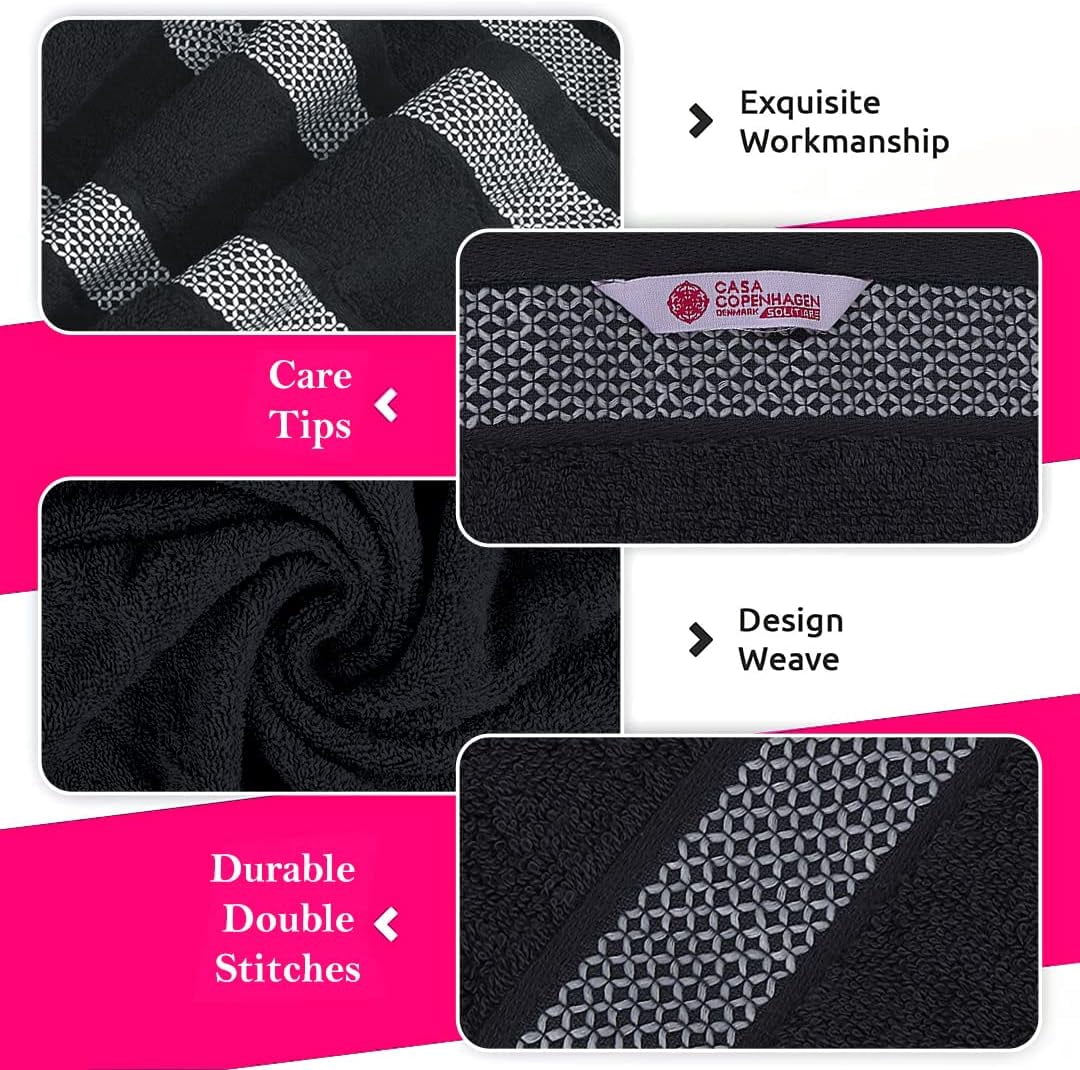 Casa Copenhagen Solitaire 6 Pieces Towel Set- Pine Grey, 600 GSM 2 Bath Towel 2 Hand Towel 2 Washcloth, Designed in Denmark Made Of Soft Egyptian Cotton for Bathroom, kitchen & Shower
