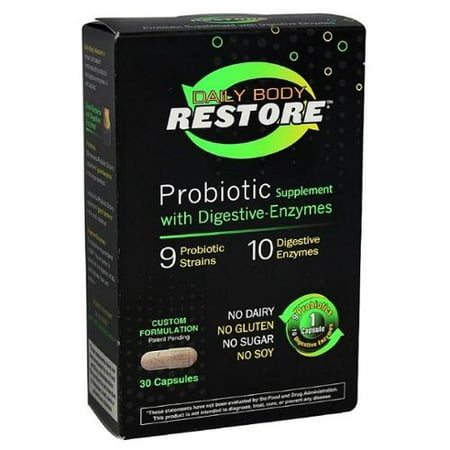 Daily Body Restore supplément probiotique Capsules avec des enzymes digestives 30 bis (Paquet de 6)