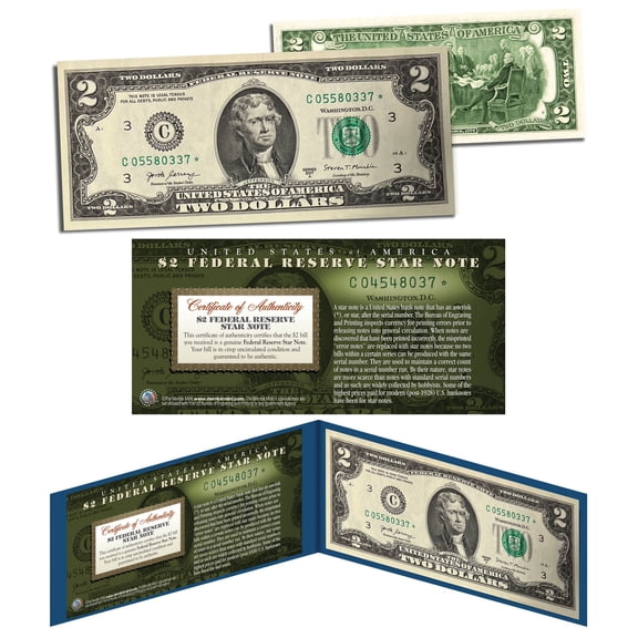 2017 $2 Pennsylvania C* BEP Uncirculated Currency Rare Star Note w/ Folio & COA