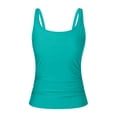 thumbnail image 4 of Ttongbb Women Tankini Tops Full Coverage Removable Pads Long Ruched Swimwear Tops Seaside Vacation Pool Bathing Suit Tops, 4 of 5