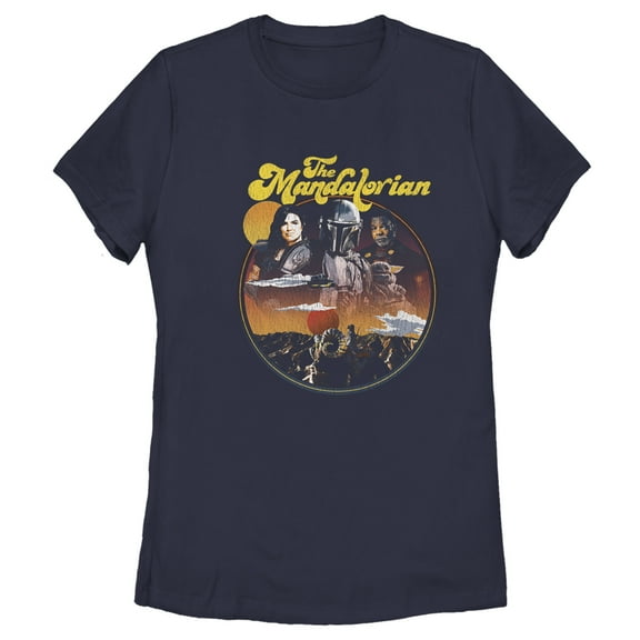 Women's Star Wars: The Mandalorian Razor Crest Crew Graphic Tee Navy Blue Large