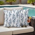 thumbnail image 4 of Blue Botanical Outdoor Waterproof Pillow Covers, Pastoral Elegant Spring Floral Decorative Square Throw Pillowcase Sofa Cushion Sham for Patio/Couch/Chair, 20"x20" 2 Pack, 4 of 8