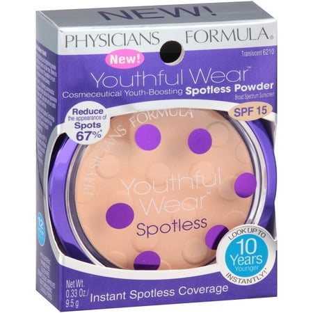 Physicians Formula Youthful Wear Spotless Powder, 6210 Translucent, 0.33 oz