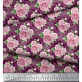 thumbnail image 3 of Soimoi Crepe Silk Fabric Check,Leaves & Rose Floral Fabric Prints by Yard 42 Inch Wide, 3 of 3