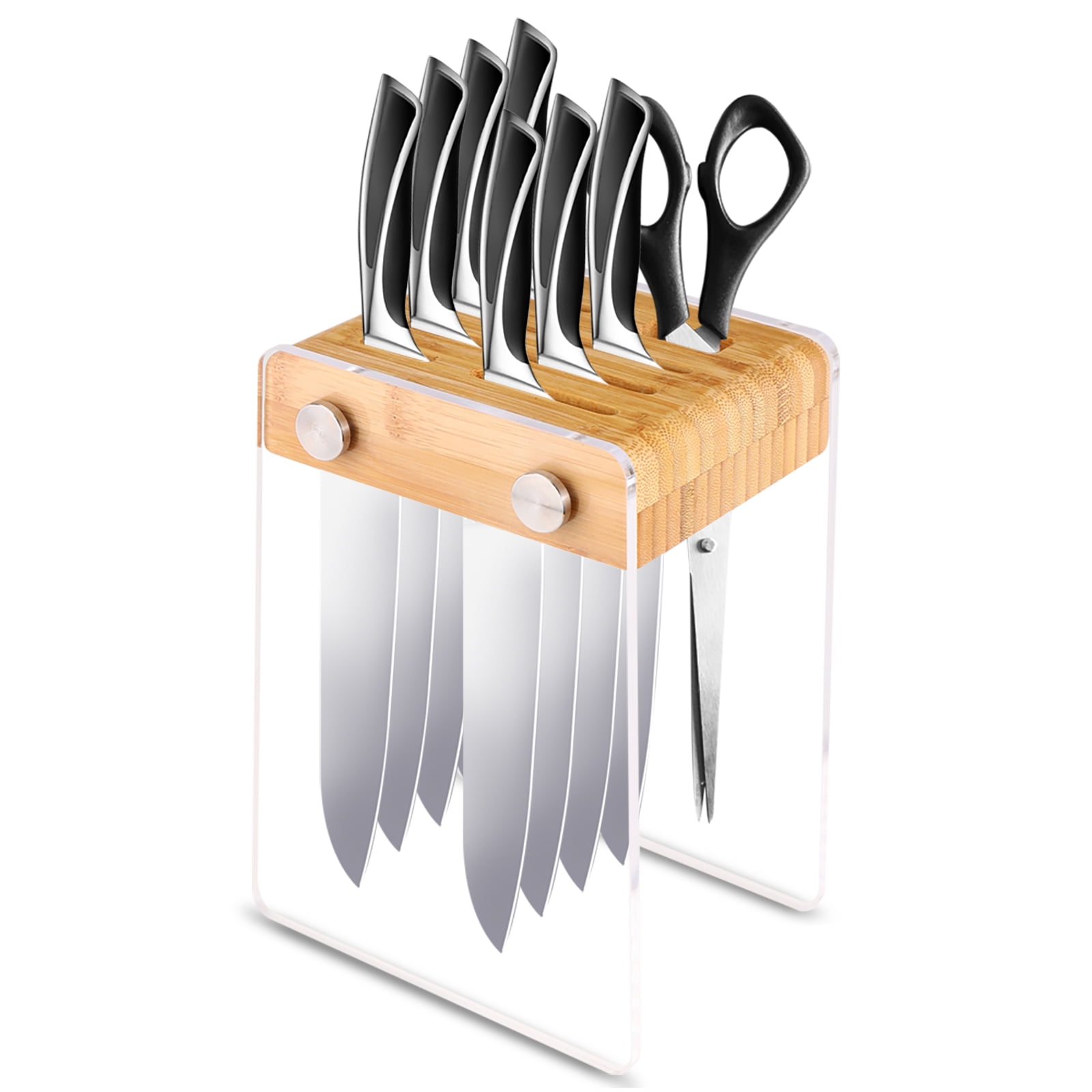  ENOKING Universal Knife Block without Knives, Acacia Wood Knife  Holder/Knife Organizer with Removable Plastic Bristles for Kitchen Counter  Knife Storage Rack: Home & Kitchen