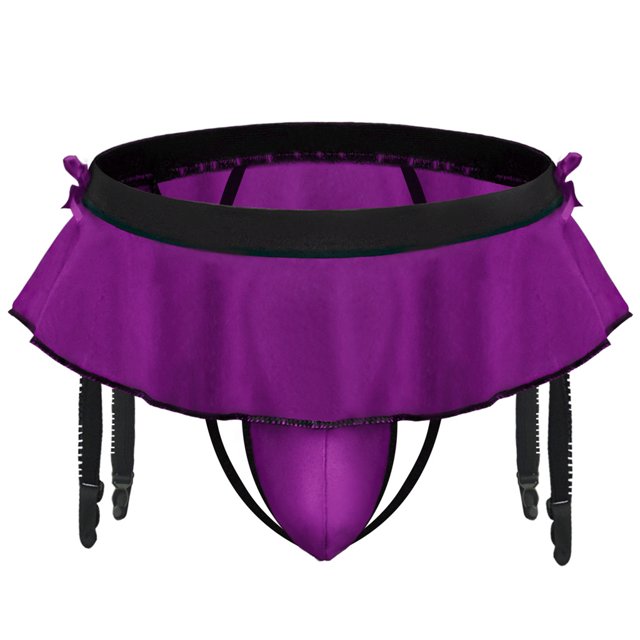 Ropa interior sexy para hombre, ropa interior con tirantes, calcetín, tanga, pantalones, falda con doble Ding