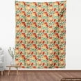 thumbnail image 3 of Floral Fabric by the Yard, Pattern with Young Girls with Cats and Birds Poppies Leaves Rowan Berries Art, Upholstery Fabric for Dining Chairs Home Decor Accents, Multicolor by Ambesonne, 3 of 4