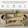 thumbnail image 3 of IQCNGVX Fluted Coffee Table with Storage Modern Wood Oval Table with 2 Hidden Flip Top Compartments Mid Century Design for Living Room Home Office, 3 of 7