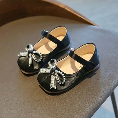 

TALKVE Children Toddler Baby Girls Antislip Bling Bowknot Leather Stage Princess Shoes