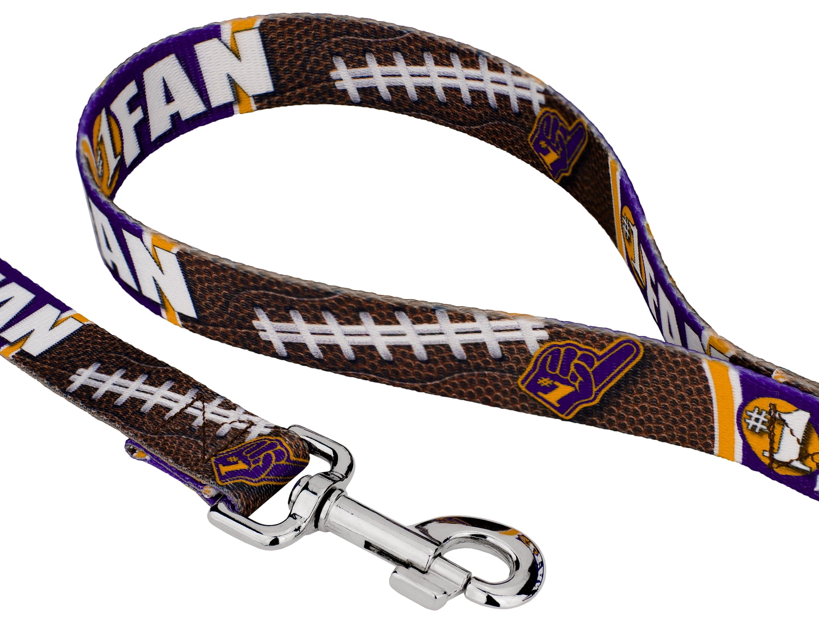 Country Brook Petz® Purple and Gold Football Fan Everyday Dog Collar and Leash Limited Edition, Small