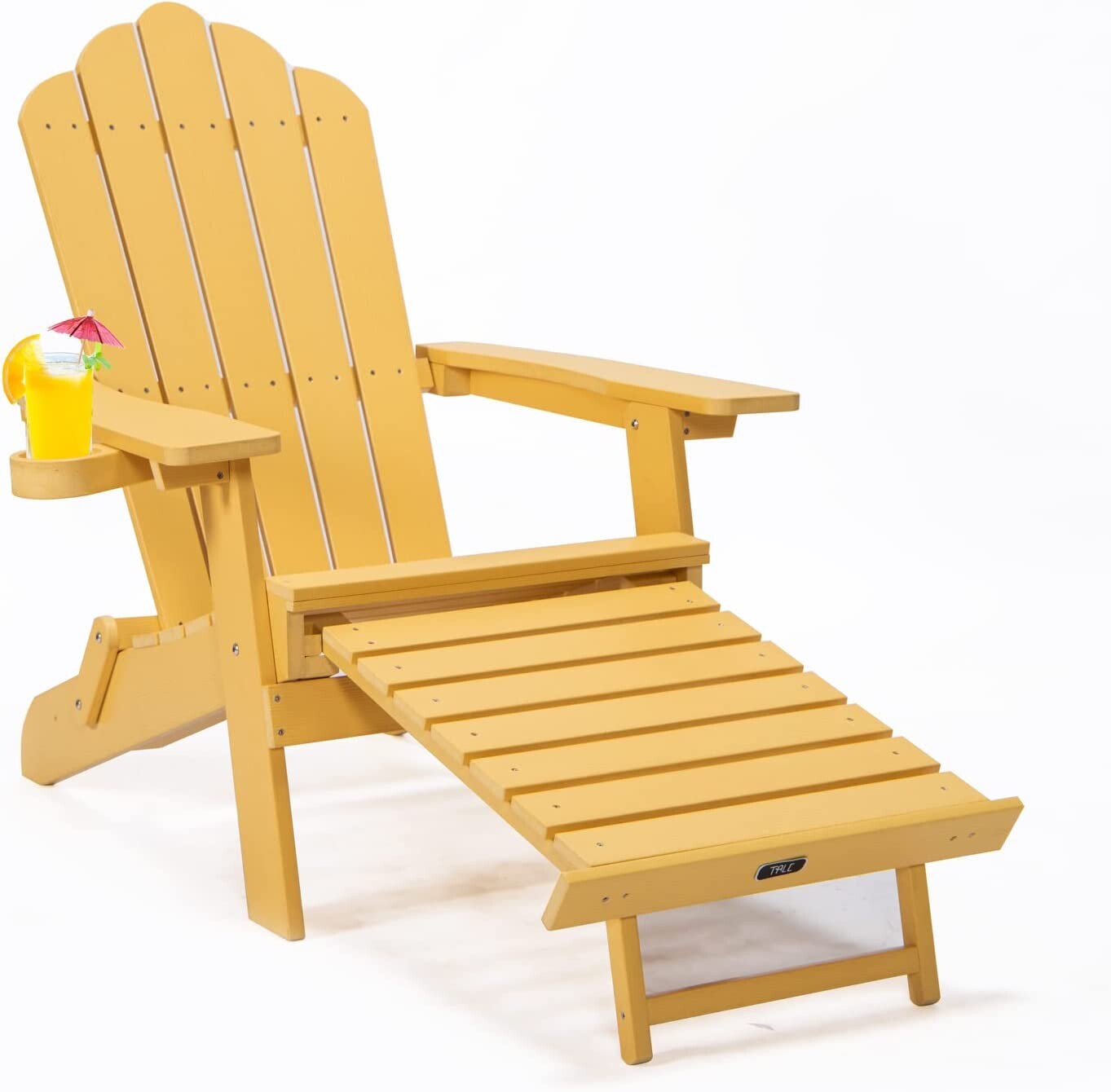 DreamBuck Folding Adirondack Chair with Retractable Footrest, Cup