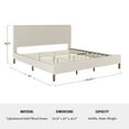 thumbnail image 6 of Martha Stewart Britta King Upholstered Platform Bed with Rounded Headboard, Piped Detailing and Cushioned Siderails, Wood Slat Bottom, No Box Spring Needed, Beige, 6 of 11
