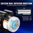 thumbnail image 6 of KFFKFF 1.5HP Electric Motor, 1725 rpm, Dual Voltage 115V/230V, 56C Frame, designed for Air Compressors, Single Phase with 5/8" Keyed Shaft, Reversible Rotation, suitable for Agricultural Tools, 6 of 9
