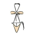 thumbnail image 4 of Sakmal Sexy Women Swimsuits One Piece Beige Triangle Tummy Control Swimsuits Solid Halter Swimwear, 4 of 4