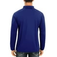 thumbnail image 5 of GuangCheng Mens Color Block Long Sleeve Shirts,Slim Fit,Pullover,Breathable,Striped,Classic Collar,Button Placket,Casual Tops,Blue,Size 2XL, 5 of 7