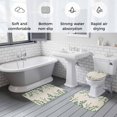 thumbnail image 6 of Green Leaf Bathroom Rugs Set Watercolor Pastoral Plant Vintage Linen Non Slip Absorbent Soft Bath Mats 3 Piece Set with Bathroom Rug, U-Shaped Floor Mat, Toilet Seat Cover Small Size, 6 of 9