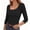 Black, variant on Square Neck Tops for Women 3/4 Sleeve Ribbed Lightweight Undershirts Trendy Casual Solid Color Pullover Blouses