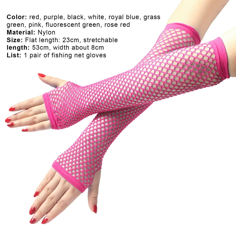 1 Pair High Elastic Fishnet Gloves Arm Cover Nylon Elbow Length