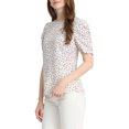 thumbnail image 5 of INSPIRE CHIC Women's Shirred Tops Crew Neck Short Sleeve Keyhole Back Floral Blouse XL White Blue, 5 of 8
