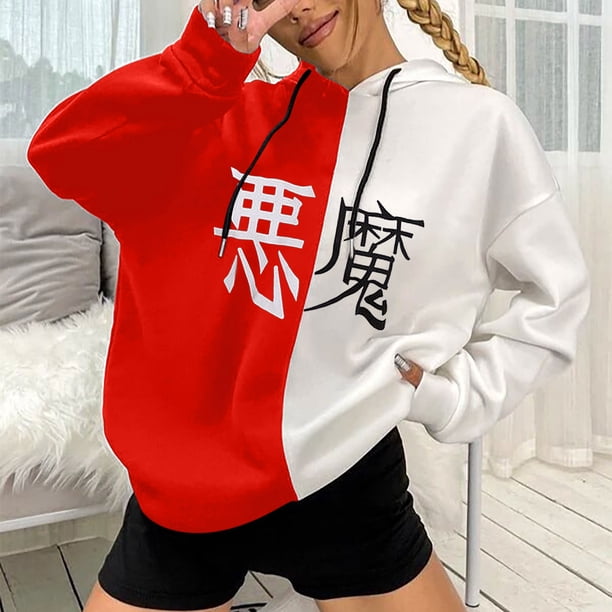 Pntutb, jersey de otoño e invierno para mujer, con capucha, estilo Punk oscuro, estampado, manga larga, fino, suelto, informal, abrigo con cuello Pntutb Pntutb-7112