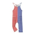 thumbnail image 3 of Kids Striped Jumpsuits Girls Spaghetti Strap Wide Leg Jumpsuit Overalls Jumpers with Pocket Summer Casual Outfits for Girl, Blue, 11 Years, 3 of 7