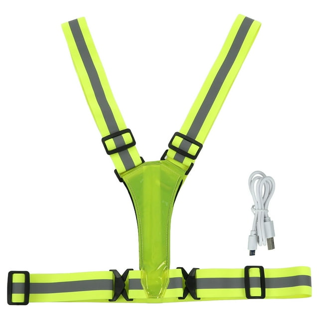 Reflective Vest USB Charging Safe Adjustable for Adults Runing Walking Biking Outdoor Activities Yellow