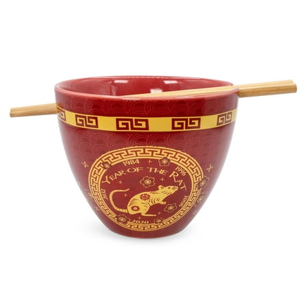 Year Of The Rat Chinese Zodiac 16-Ounce Ramen Bowl and Chopstick Set