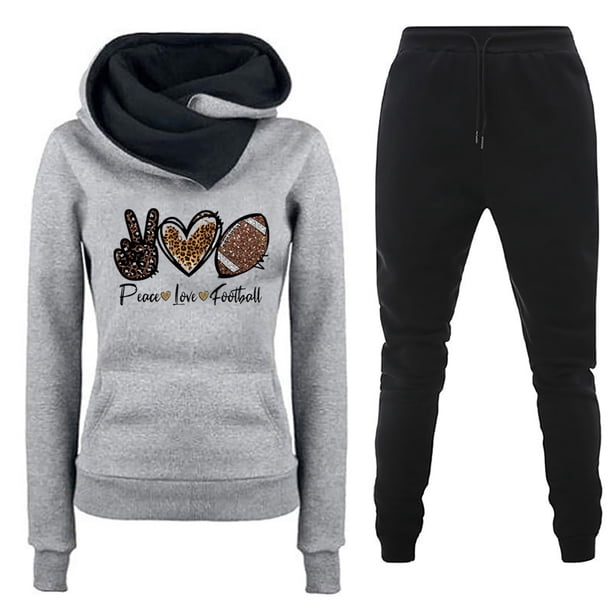 Puntoco Conjunto de dos piezas de suéter y pantalones estampados de manga larga con capucha y cuello redondo para mujer Puntoco Puntoco-5278