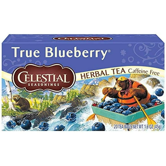 Celestial Seasonings Herbal Tea, True Blueberry, Caffeine Free, 20 Tea Bags (Pack Of 6)