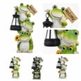 thumbnail image 5 of Yard Art Outdoor and Garden, Frog Garden Decor, Outdoor Solar Lantern, Solar Garden Light, 8X4 Inch Whimsical Stacked Frog Figurine Ornament with Welcome Sign and Sunflower, 5 of 6