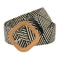 thumbnail image 2 of Retro Style Wide Straw Woven Waist Belt Elastic Waistband Birthday Women , stripe, 2 of 7