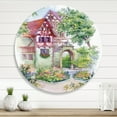 thumbnail image 2 of Designart 'Red Rustic House In The Country Side Landscape' Traditional Circle Metal Wall Art 23x23 - Disc of 23, 2 of 5