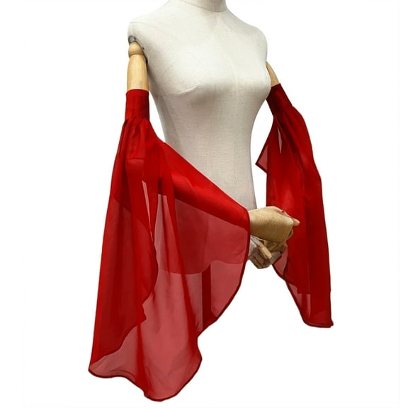 RUISINERY Bride Bishop Sleeve Elegant Arm Covers Simple Long Sleeve Decorative Tulle for Wedding False Simple Gloves Sheer